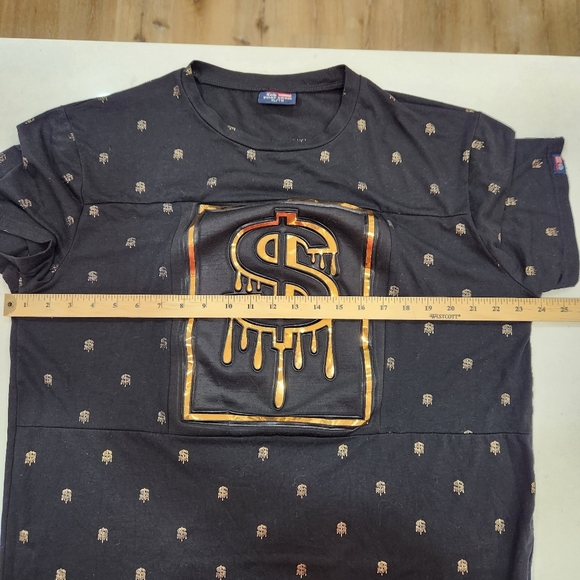 Phat Farm 3d Gold T-Shirt Mens XL Black Money Tee Y2K Relief Rare 90s Bling - Picture 8 of 10